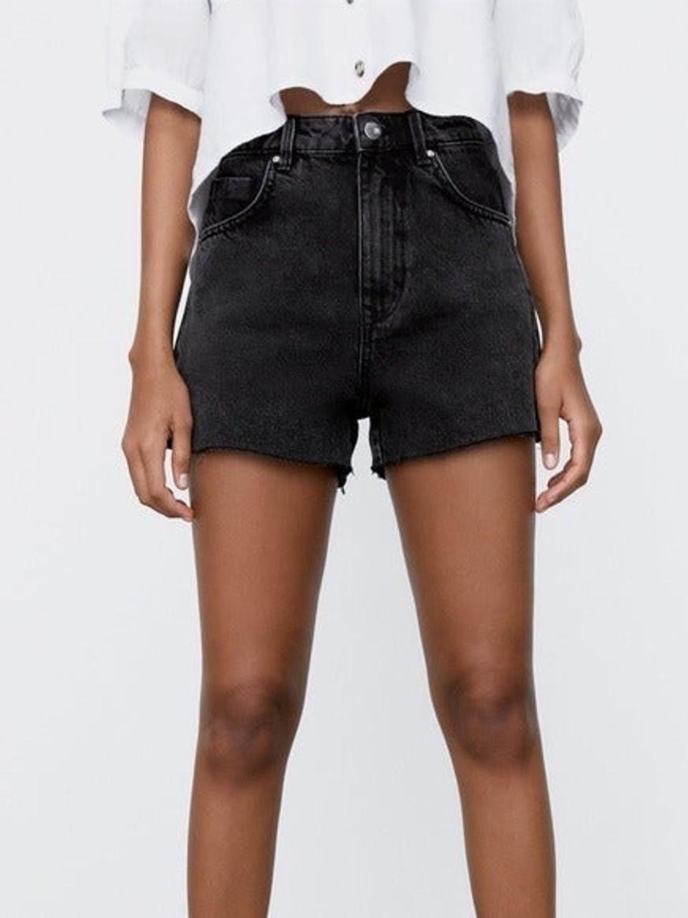 Zara High Rise Black Denim Cutoff Shorts - Size 2 - Vintage Inspired Jean Shorts